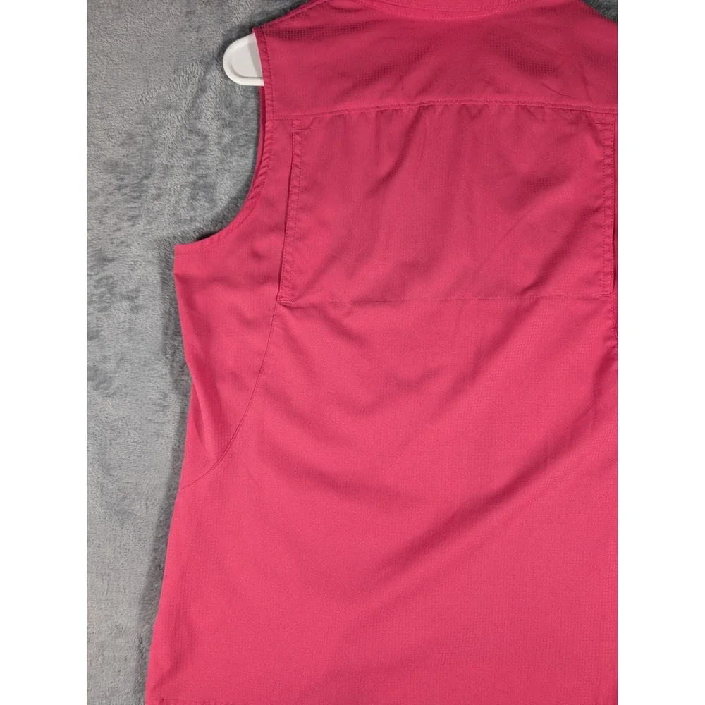Columbia Womens M Pink Omni-Shade Sleeveless Button Up Sun Protection Hiking Top - Picture 7 of 10